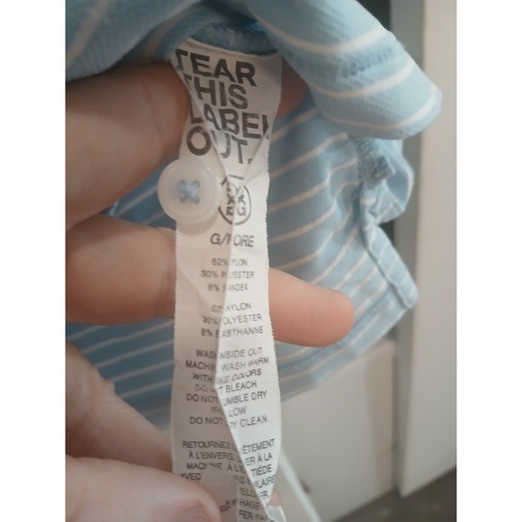 G/FORE Feeder Stripe Tech Pique Modern Spread Collar Polo Shirt Sz L Sky Blue - Picture 4 of 6